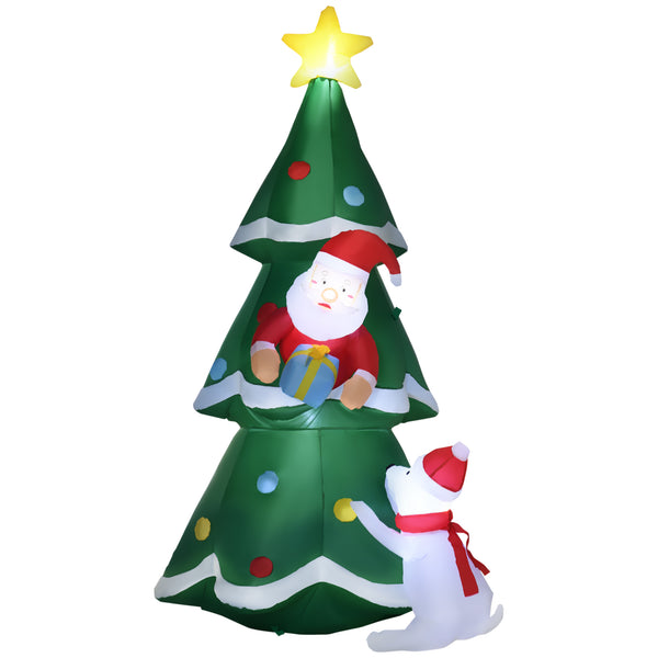 prezzo Aufblasbarer Weihnachtsbaum 112x80x180 cm mit Weihnachtsmann-Welpen und LED-Lichtern