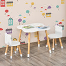 Set Tavolino con 2 Sedie per Bambini a Forma di Orsetto in Legno di Pino e MDF Bianco-8