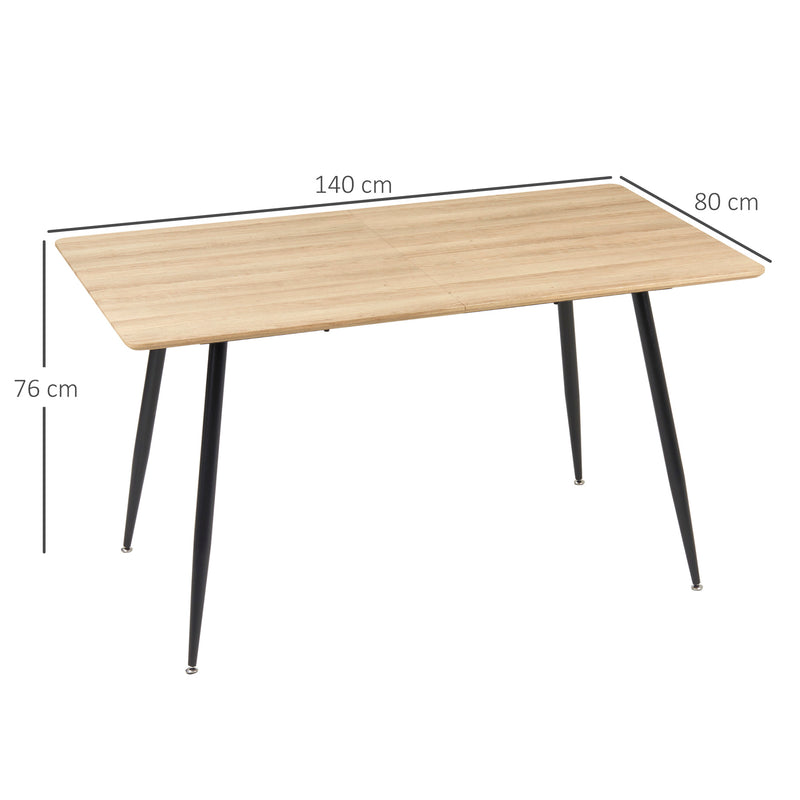 Tavolo da Pranzo per 4 Persone 140x80x76 cm in MDF e Acciaio Legno e Nero-3