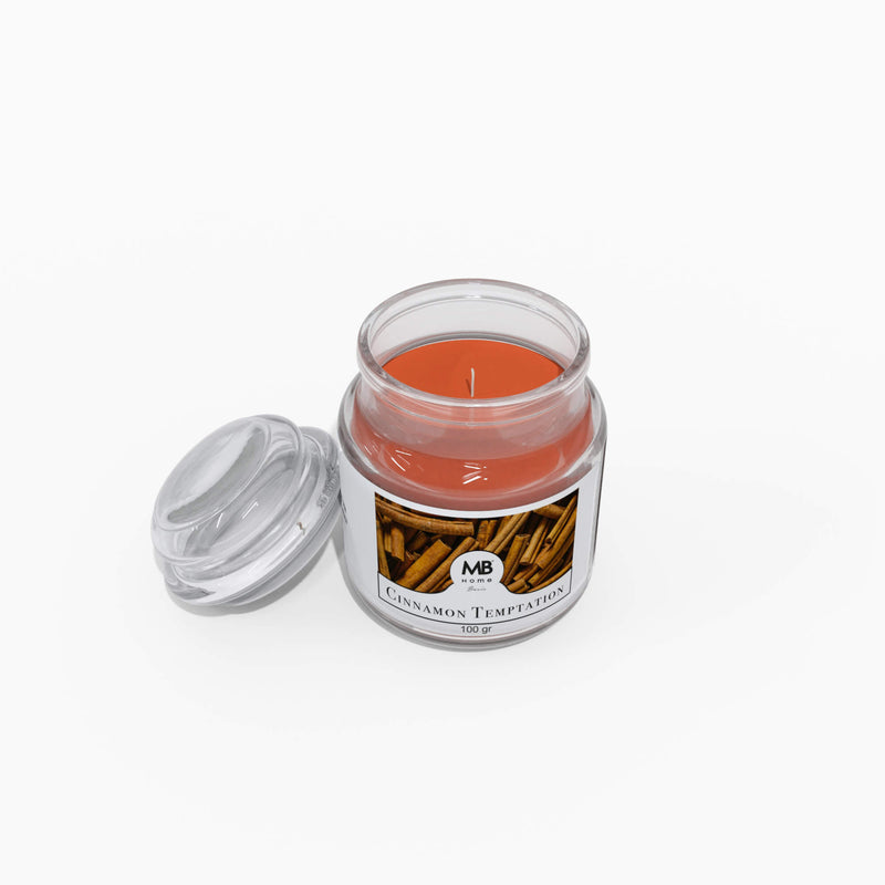 Candela Profumata 100 gr in Cera Vegetale Vasetto in Vetro Cinnamon Temptation -2