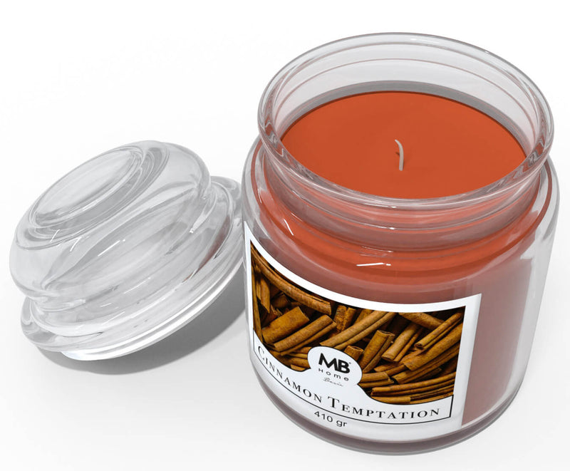 Candela Profumata 410 gr in Cera Vegetale Vasetto in Vetro Cinnamon Temptation -2