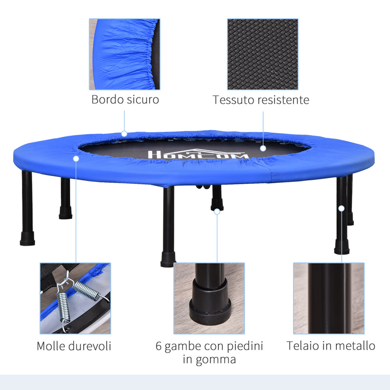 Trampolino Elastico Fitness Ø91 cm in Acciaio e PVC Nero e Blu-4