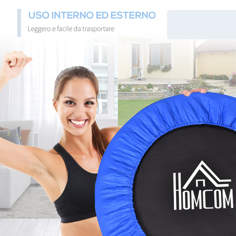 Trampolino Elastico Fitness Ø91 cm in Acciaio e PVC Nero e Blu-6