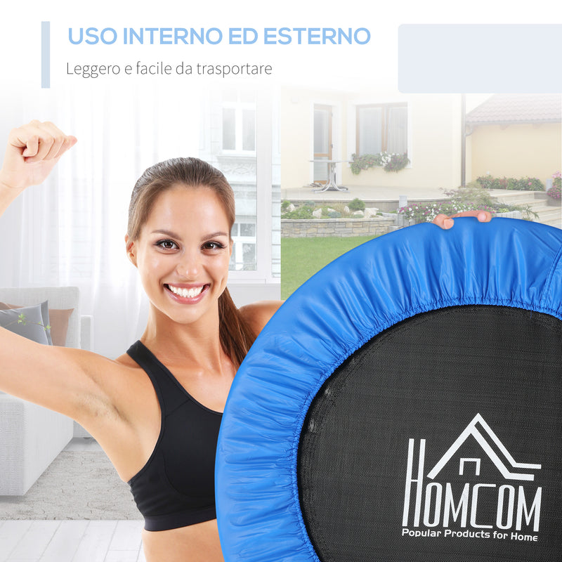 Trampolino Elastico Fitness Ø96,5 cm in Acciaio e PVC Nero e Blu-4