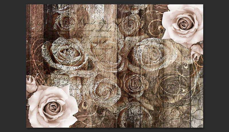 Fotomurale - Old Wood & Roses 300X210 cm Carta da Parato Erroi-2