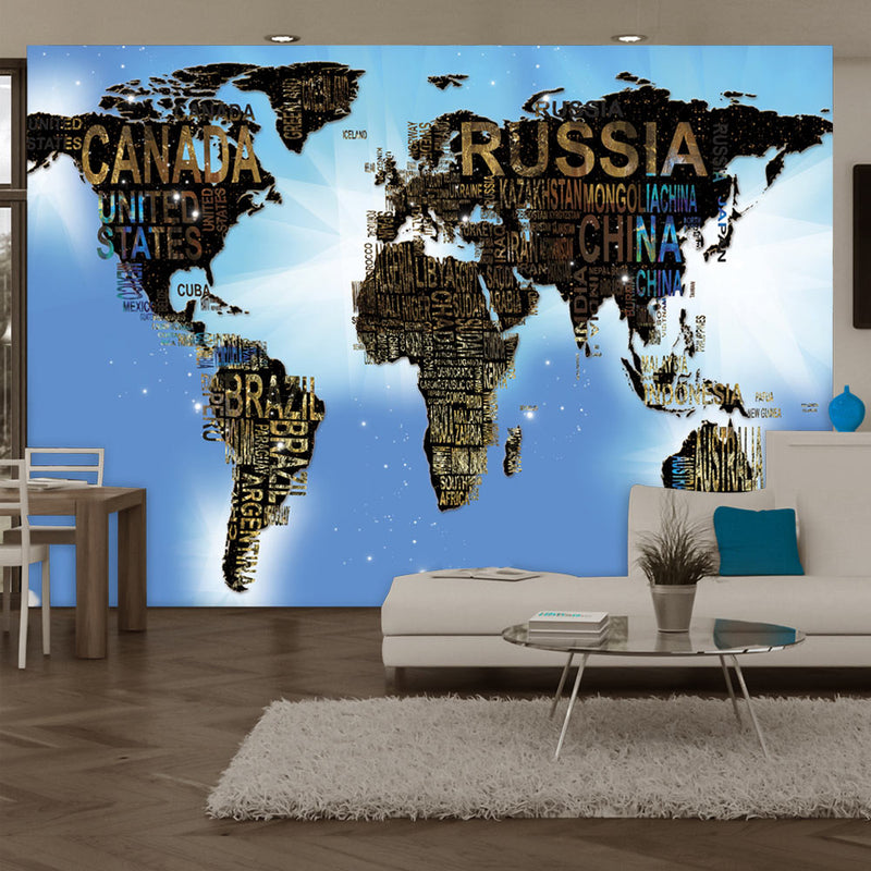 Fotomurale - World Map - Blue Inspiration 300X210 cm Carta da Parato Erroi-1