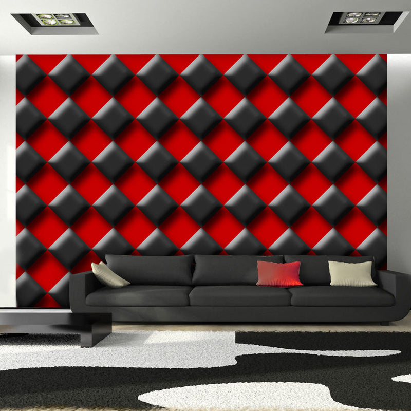 Fotomurale - Red & Black Chessboard 400X280 cm Carta da Parato Erroi-1