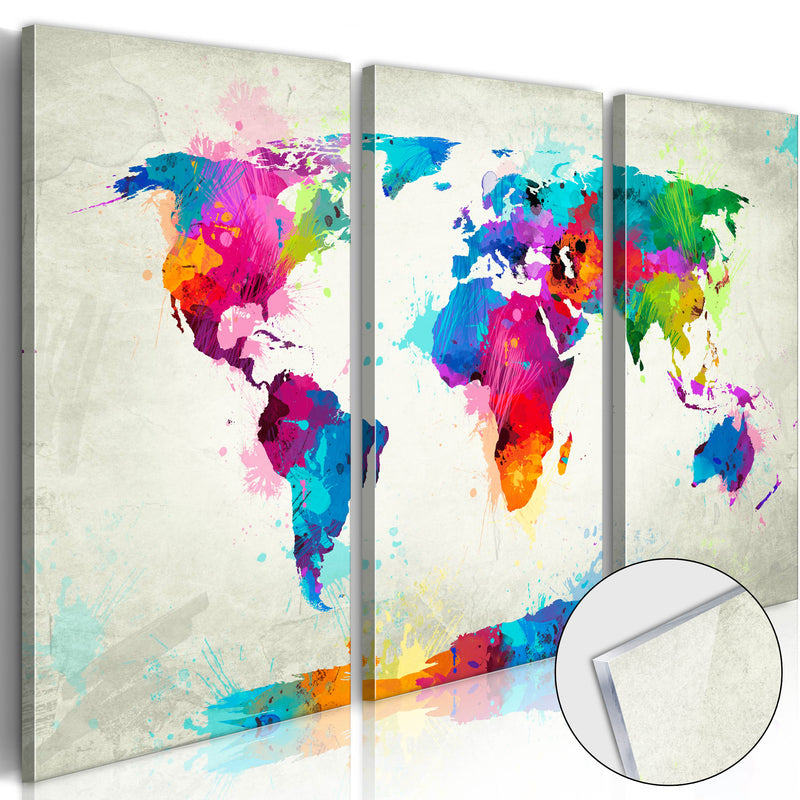 Quadro su Vetro Acrilico - World Map - An Explosion Of Colours 120x80cm Erroi-1