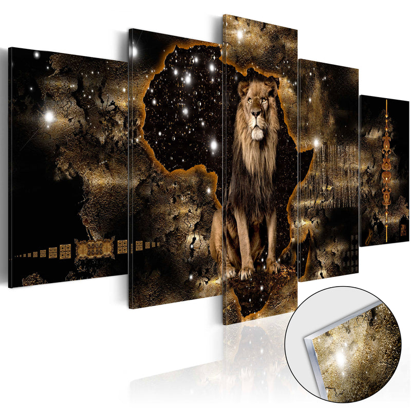 Quadro su Vetro Acrilico - Golden Lion 100x50cm Erroi-1