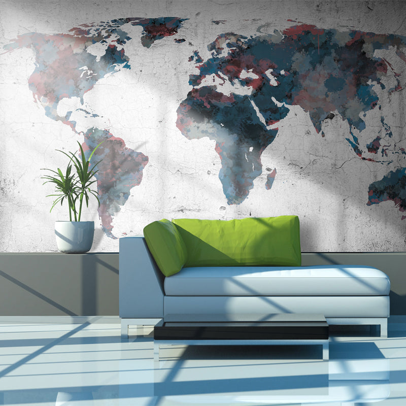 Fotomurale - World Map On The Wall 450X270 cm Carta da Parato Erroi-1