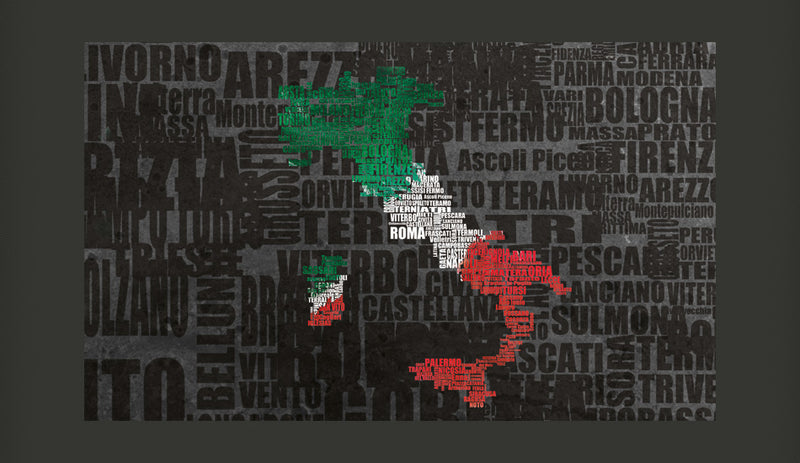 Fotomurale - Text Map Of Italy 450X270 cm Carta da Parato Erroi-2