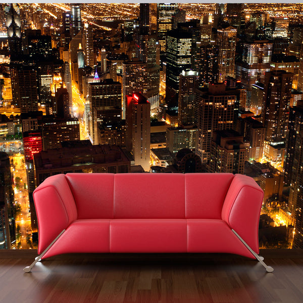 sconto Fototapete – Stadt bei Nacht – Chicago, USA 450 x 270 cm Erroi