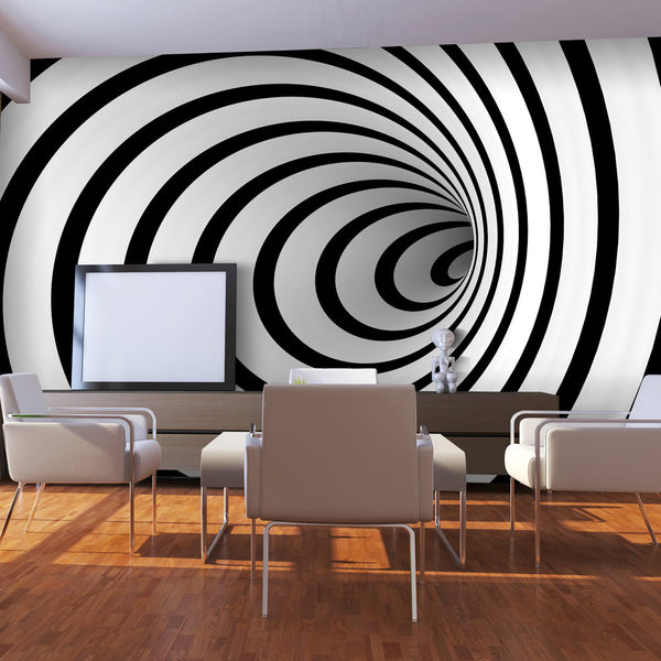 acquista Fototapete - Schwarz-weißer 3D-Tunnel 450 x 270 cm Erroi