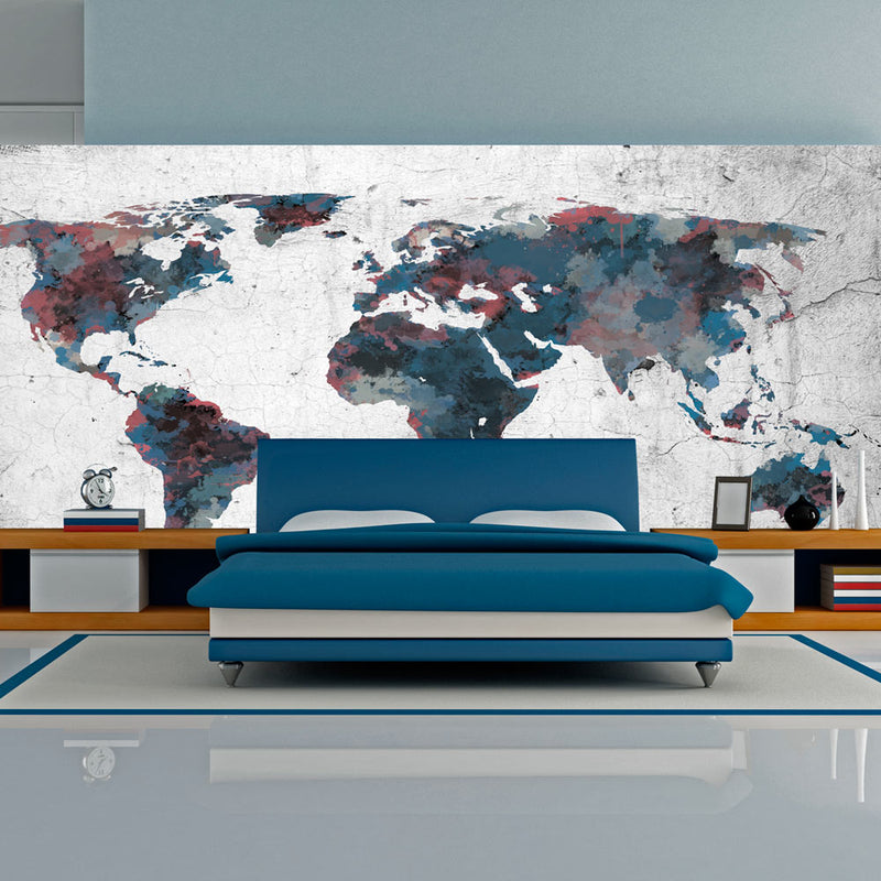 Fotomurale - World Map On The Wall 550X270 cm Carta da Parato Erroi-1