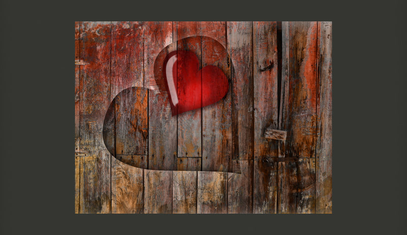 Fotomurale - Cuore Intagliato Nel Legno 350X270 cm Carta da Parato Erroi-2