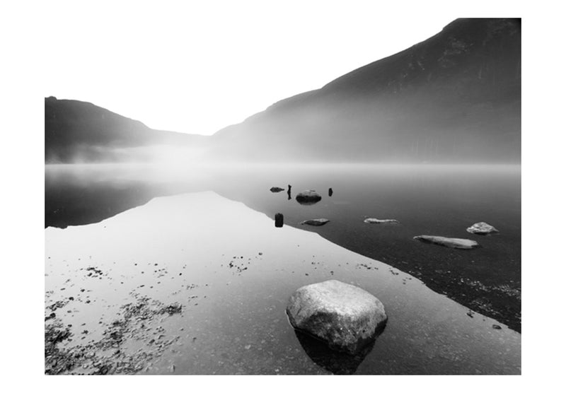 Carta da Parati Fotomurale - Lago di Montagna in Bianco e Nero 200x154 cm Erroi-2