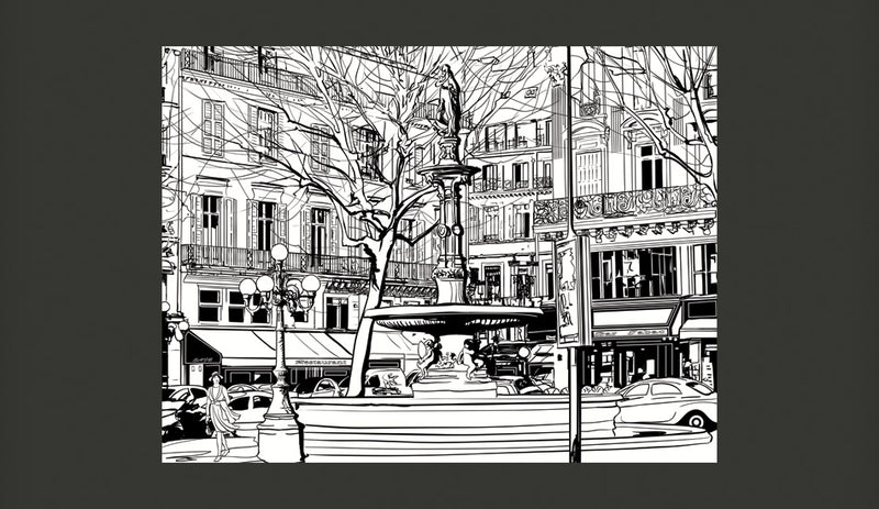 Fotomurale - Sketch Of Parisian Fountain 200X154 cm Carta da Parato Erroi-2