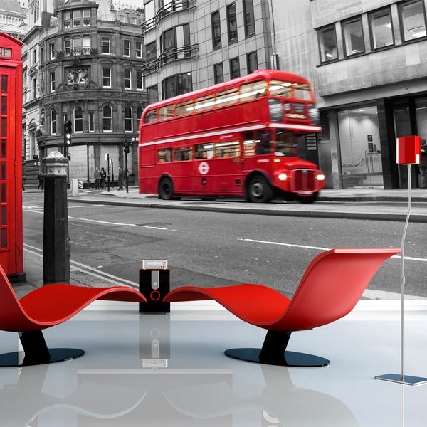 Fototapete - Telefonzelle und Doppeldeckerbus London Wallpaper Erroi prezzo