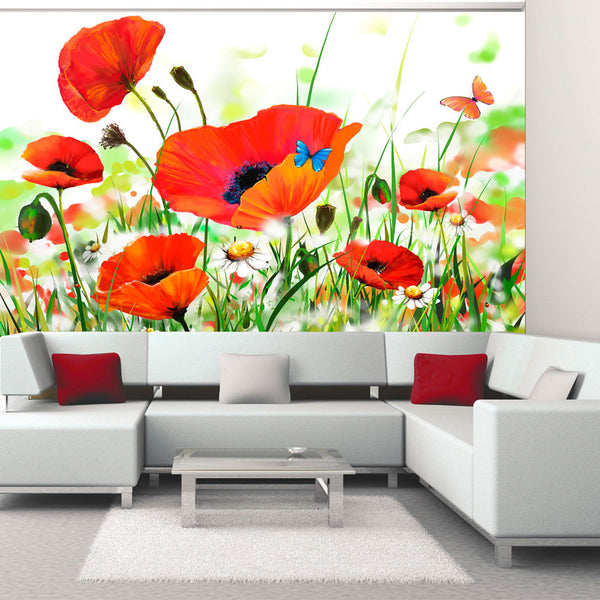 Fototapete - Country Poppies Wallpaper Erroi sconto