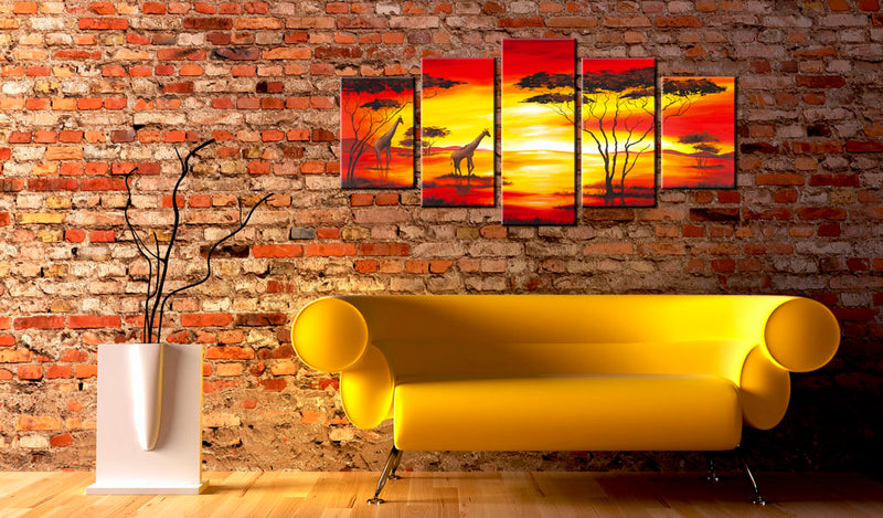 Quadro - Giraffe Sullo Sfondo Del Sole Che Tramonta 100X50Cm Erroi-2