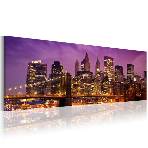 Rahmen - Leinwandbild - Nacht in New York 120x40cm Erroi sconto