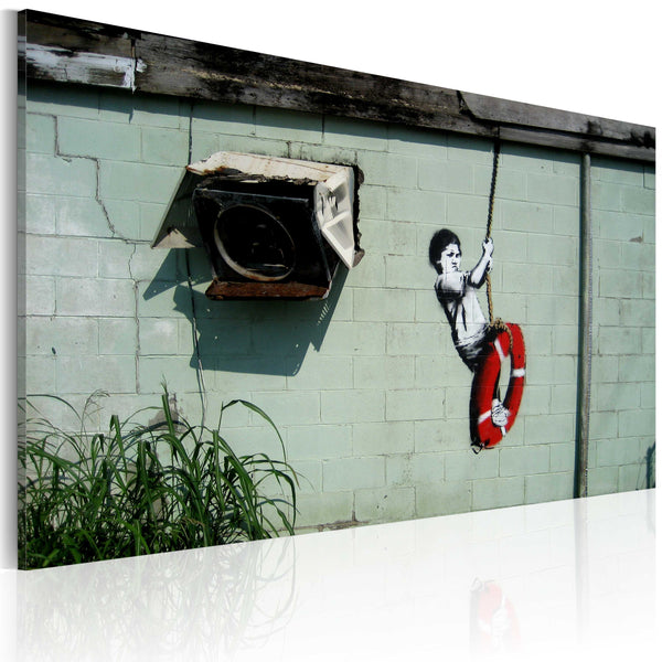 sconto Leinwandbild - Kind in Schaukel Banksy Erroi