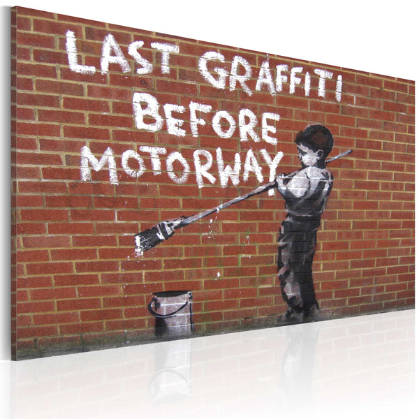 sconto Leinwandbild – Das letzte Graffiti vor dem Highway Banksy Erroi