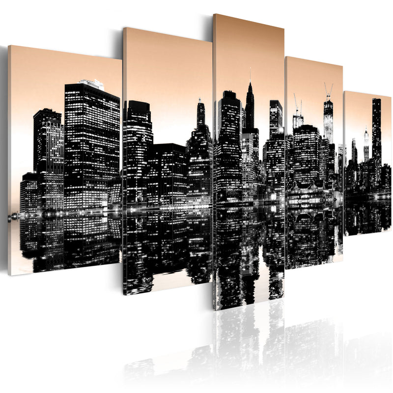 Quadro - New York Che Affonda: 5 Pezzi 100X50Cm Erroi-1