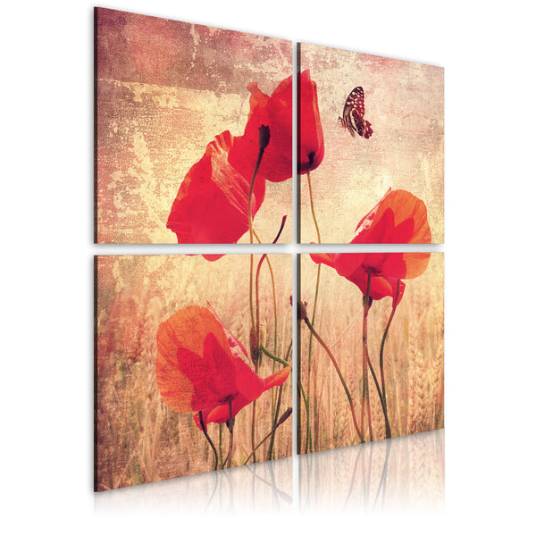 Rahmen - Retro, Mohnblumen und Schmetterling 40x40cm Erroi acquista