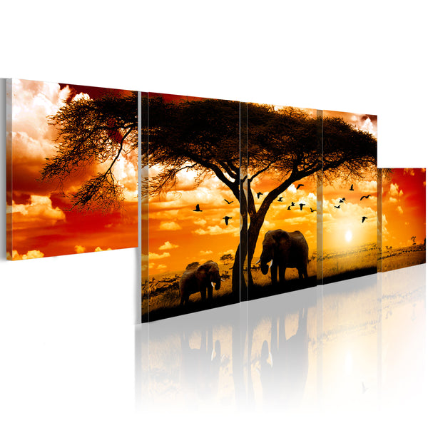 online Gemälde - Roter Sonnenuntergang - Afrika 100x30cm Erroi