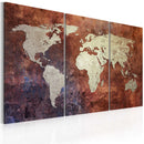 Quadro - Mappa Del Mondo Rugginosa: Trittico 60X40Cm Erroi-1