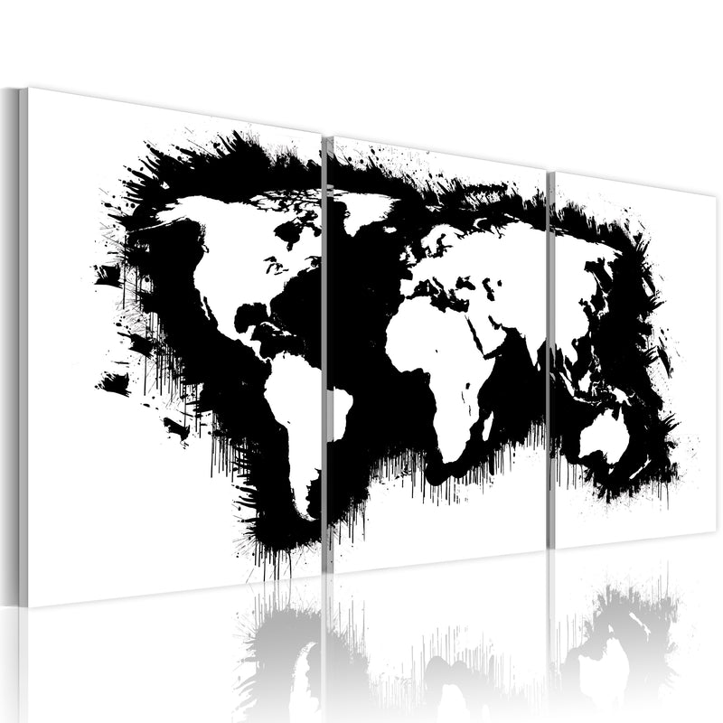 Quadro - Mappa Del Mondo in Bianco e Nero 60X30Cm Erroi-1