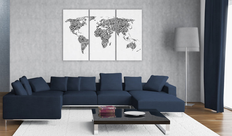 Quadro - Mappa Del Mondo: Alfabeto Trittico 60X40Cm Erroi-2