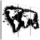 Quadro - Mappa Del Mondo Monocromatica: Trittico 60X40Cm Erroi-1