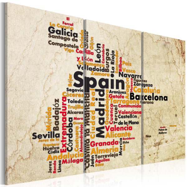 sconto Poster - Karte der spanischen Städte Triptychon Erroi