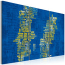 Quadro - Mappa di Svezia Sfondo Azzurro : Trittico 60X40Cm Erroi-1