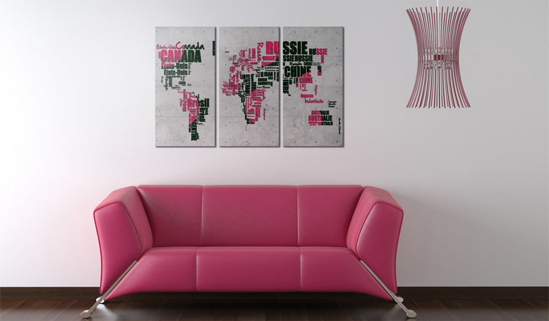 Quadro - Mappa Del Mondo Lingua Francese : Trittico 60X40Cm Erroi-2