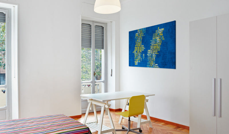 Quadro - Mappa Del Testo di Svezia Sfondo Blu 60X40Cm Erroi-2