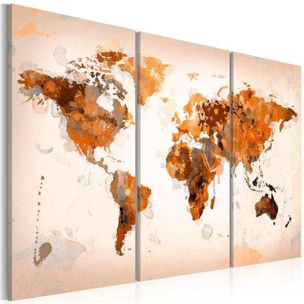 Leinwandbild – Weltkarte – Wüstensturm – Triptychon Erroi sconto