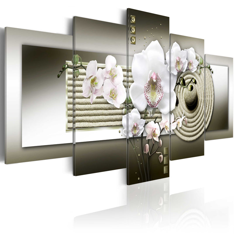 Quadro - Orchidea E Giardino Zen - Marrone Erroi-1