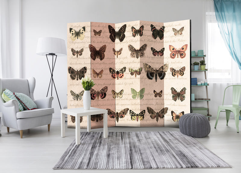 Paravento 5 Pannelli - Retro Style - Butterflies II 225x172cm Erroi-2