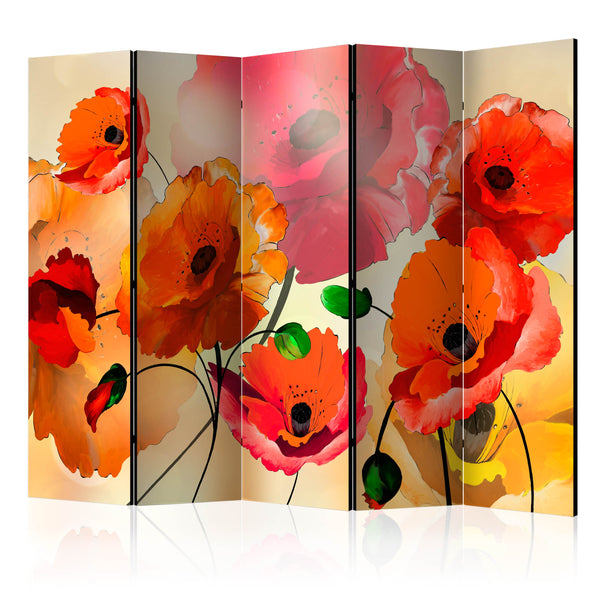 Raumteiler 5 Paneele - Velvet Poppies II 225x172cm Erroi sconto