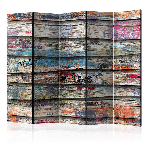 sconto Paravento 5 Pannelli - Colourful Wood II 225x172cm Erroi