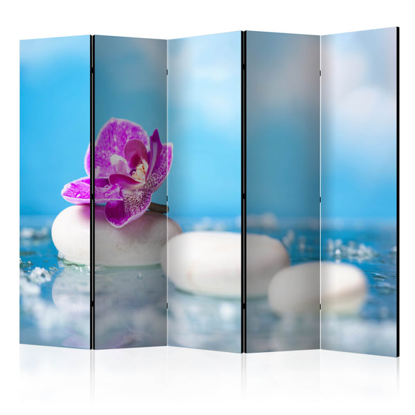 Paravento 5 Pannelli - Pink Orchid And White Zen Stones II 225x172cm Erroi sconto