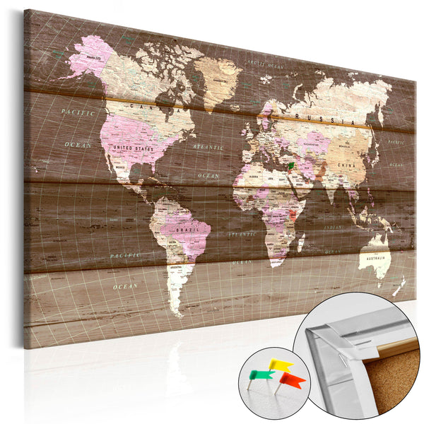 sconto Korktafel - Wooden World [Korkkarte] 90x60cm Erroi