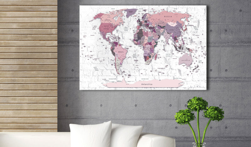 Quadro di Sughero - Pink Frontiers [Cork Map] 120x80cm Erroi-2