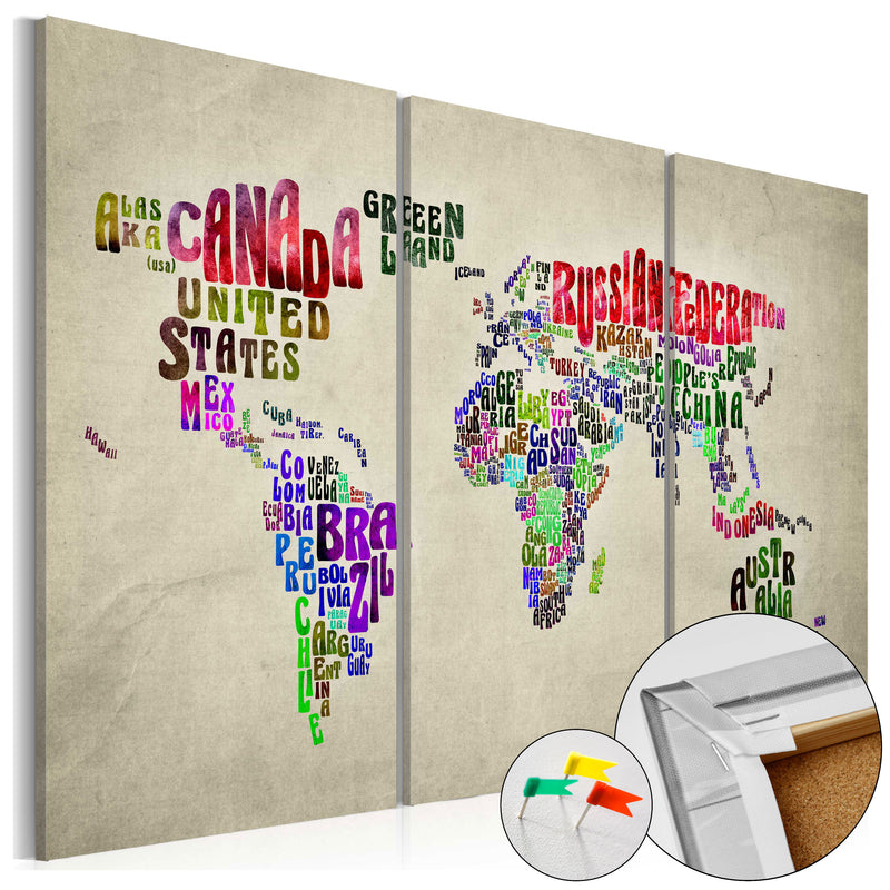 Quadro di Sughero - Colorful Countries [Cork Map] 120x80cm Erroi-1