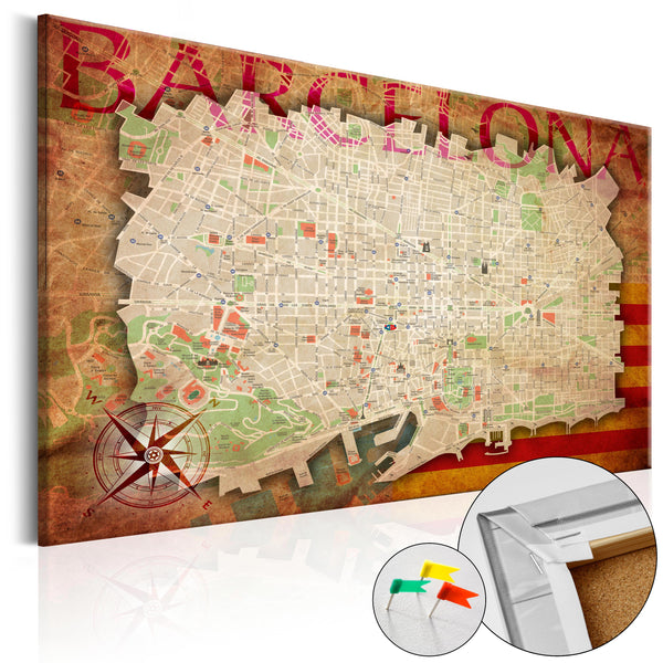 prezzo Cork Picture - Karte von Barcelona [Cork Map] 120x80cm Erroi