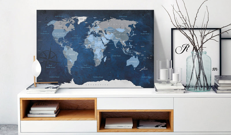 Quadro di Sughero - Dark Blue World [Cork Map] 120x80cm Erroi-2