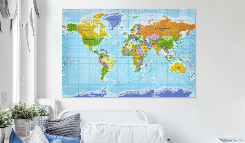 Quadro di Sughero - World Map - Countries Flags [Cork Map] 90x60cm Erroi-2